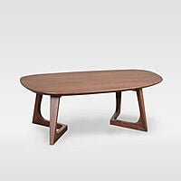 CURVY MID CENTURY MODERN SOLID WOOD COFFEE TABLE IN WALNUT FINISH