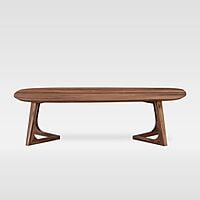 CURVY MID CENTURY MODERN SOLID WOOD COFFEE TABLE IN WALNUT FINISH