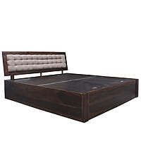 Checkered Solid Sheesham Wood Bed With Storage In Light Walnut - King Size