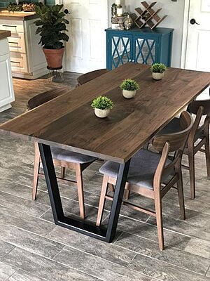 Sharon Dining Table In Solid wood and Metal