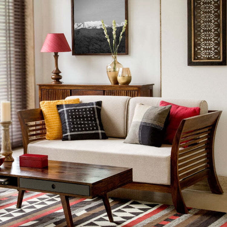 Curvy Solid Wood Sofa - Three Seater Curvy Solid Wood Sofa - Three Seater
