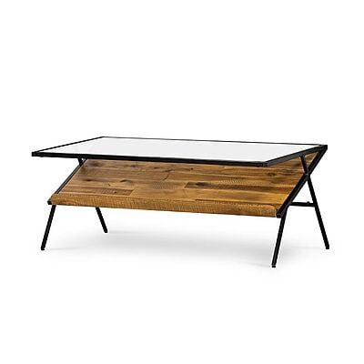 ARCHI COFFEE TABLE WITH METAL FRAME AND GLASS TOP