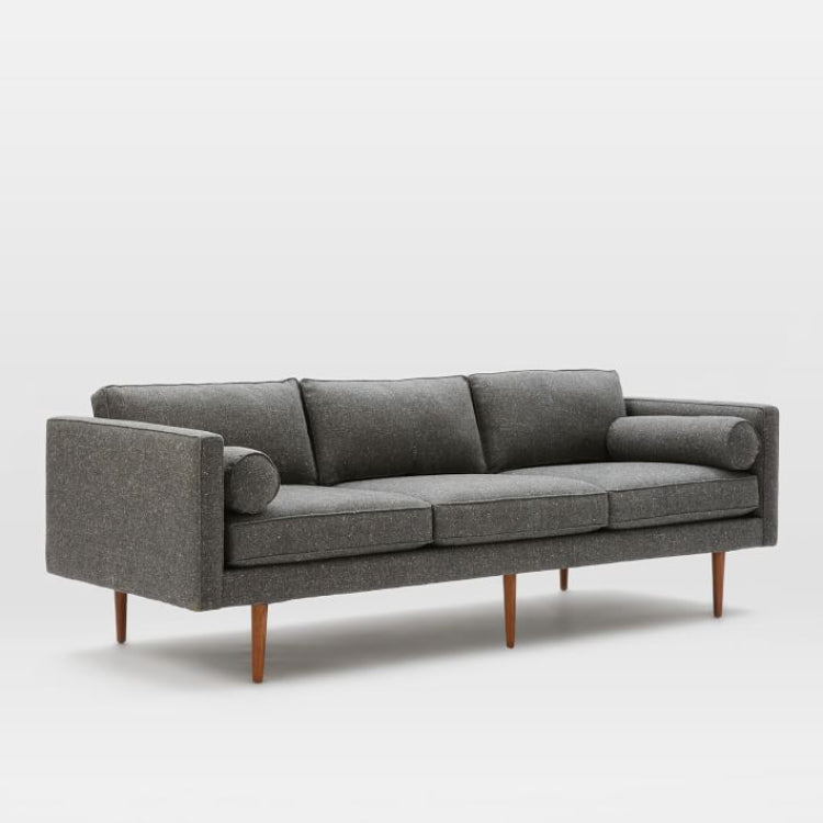 Mid Century Sofa In Grey - Three Seater