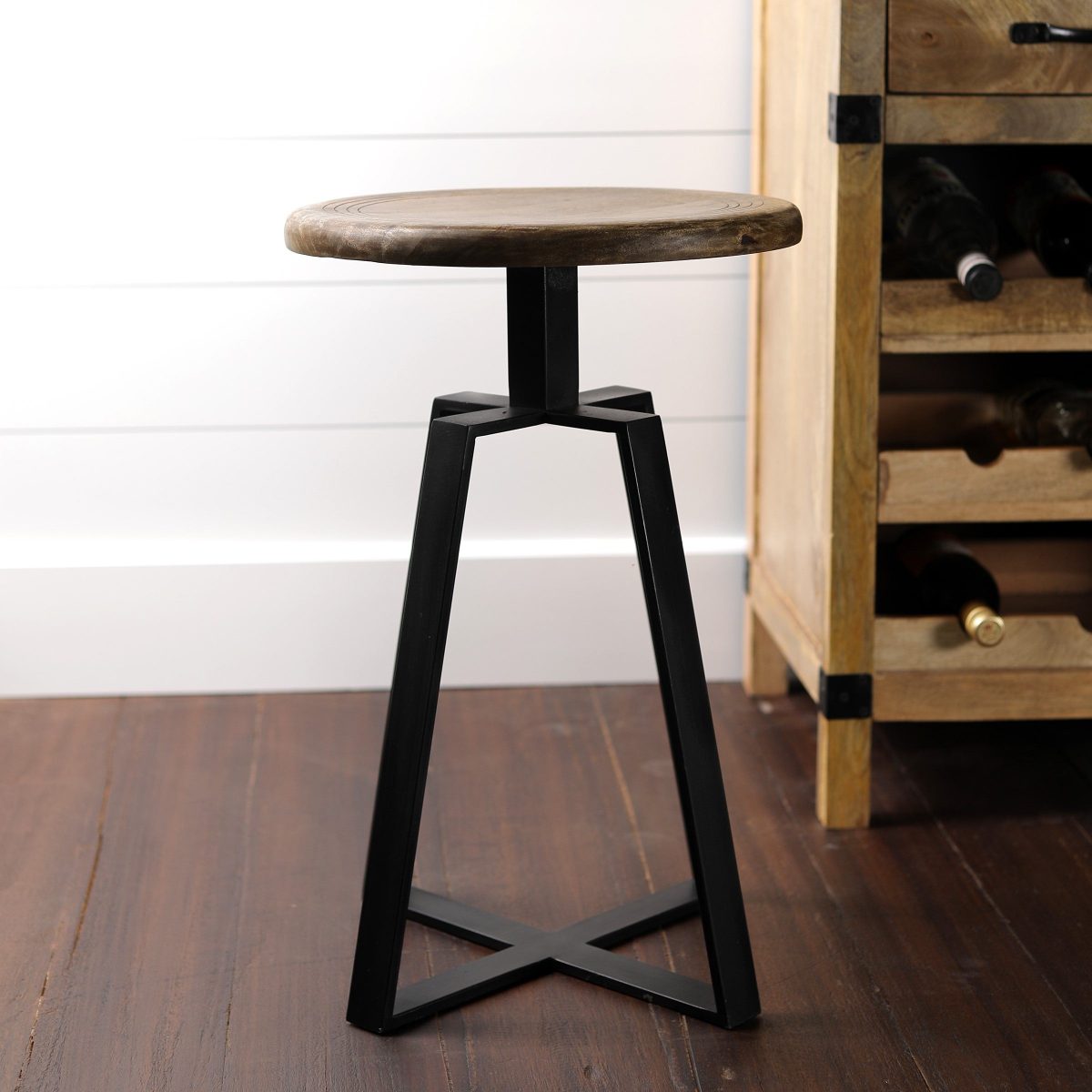 Iron Smith Bar Stool In Wallnut Finish Top(Large)