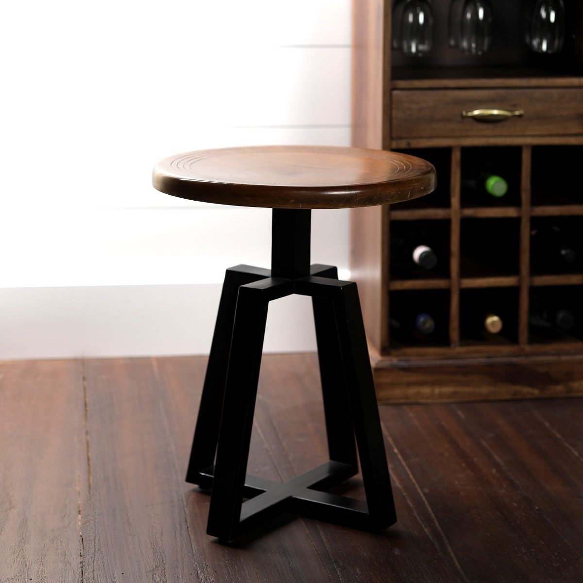 Iron Smith Bar Stool In Walnut Finish Top(Small)