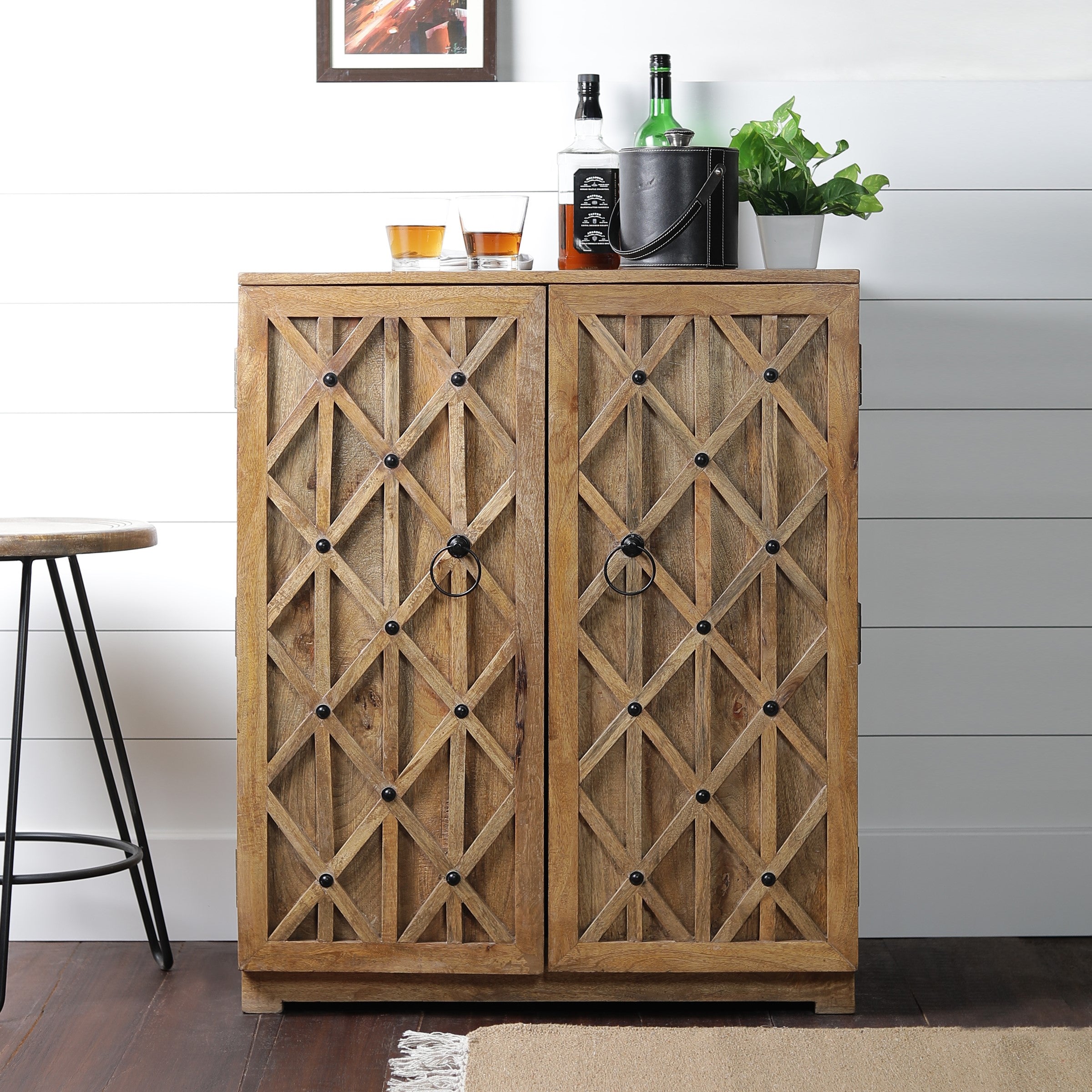 18TH C. French Bar Cabinet In Solid Mango Wood