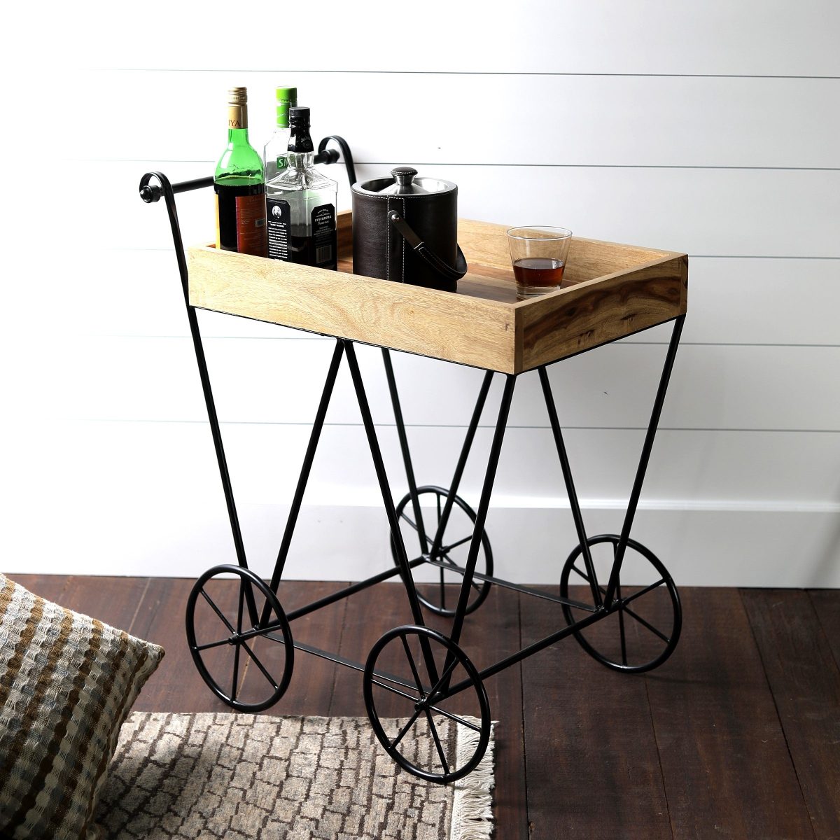 Mayfair Bar Trolley In Natural Sheesham