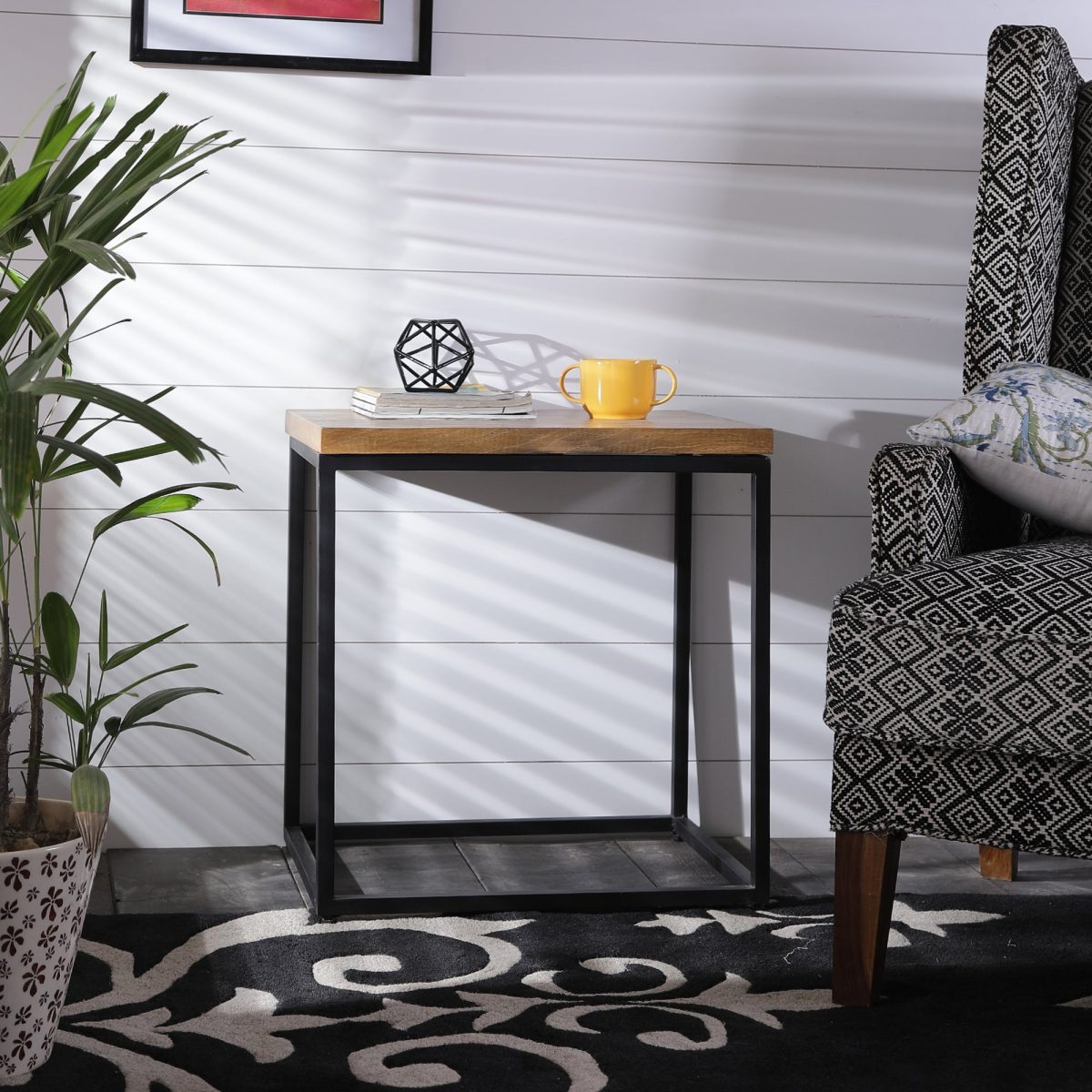 Herringbone Series End Table In Black Base