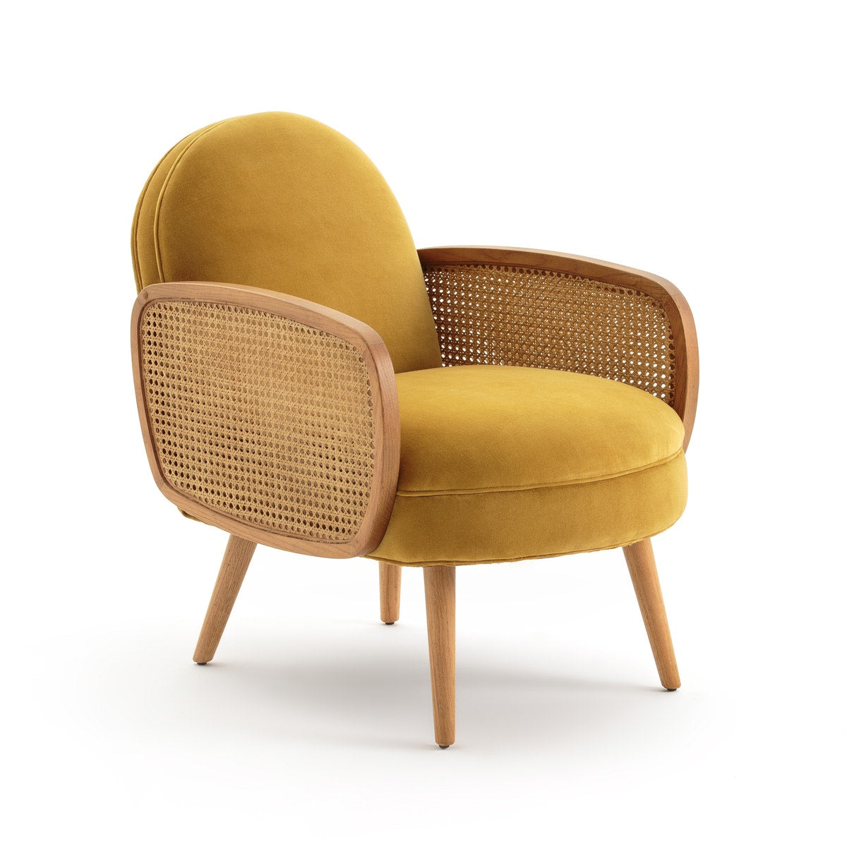 Miranda Rattan Arm Chair In Mustard