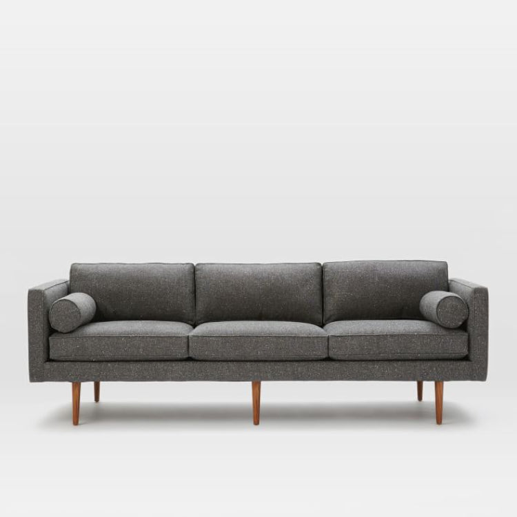 Mid Century Sofa In Grey - Three Seater