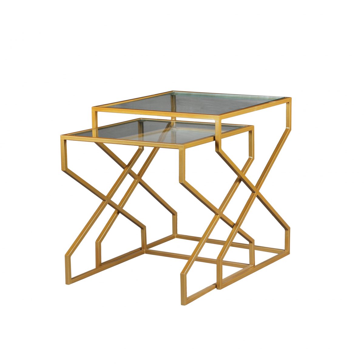 Contemporary Nesting Table In Golden Base