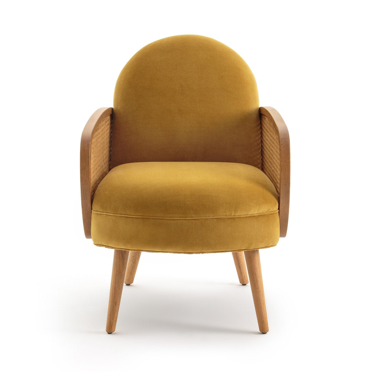 Miranda Rattan Arm Chair In Mustard