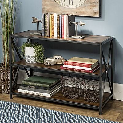 TAVERN INDUSTRIAL STYLE METAL AND WOOD BOOKSHELF