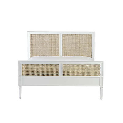 Farm House Rattan Bed In Vintage White - King Size
