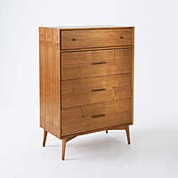 Marc Mid Century Four Drawer Tall Chest Of Drawer