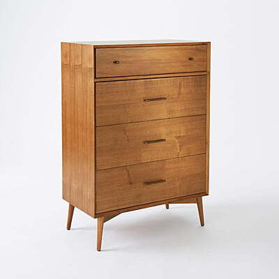 Marc Mid Century Four Drawer Tall Chest Of Drawer