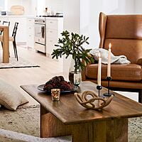 CALIFORNIA SOLID MANGO WOOD COFFEE TABLE IN LIGHT WALNUT STAINED FINISH CALIFORNIA SOLID MANGO WOOD COFFEE TABLE IN LIGHT WALNUT STAINED FINISH