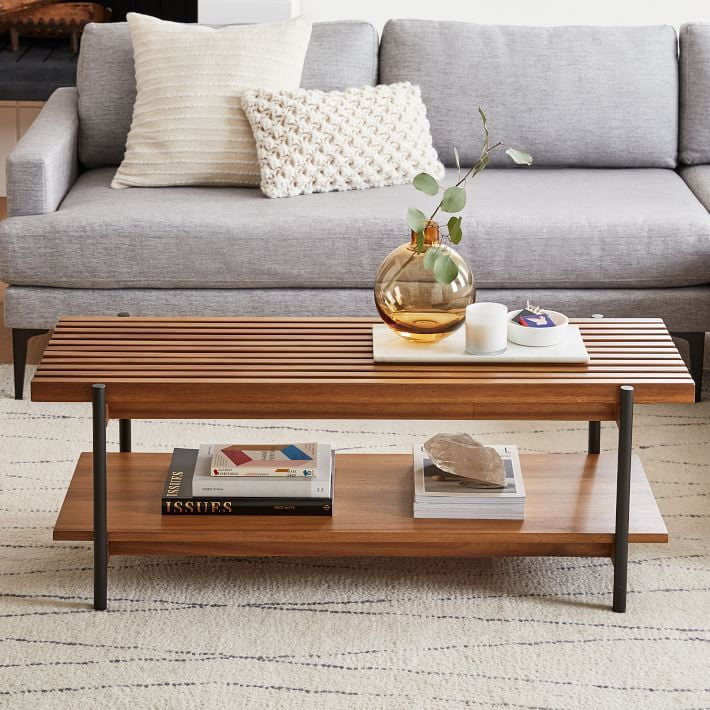 SLATED METAL AND SOLID WOOD COFFEE TABLE SLATED METAL AND SOLID WOOD COFFEE TABLE