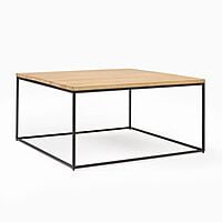 LINEA METAL AND SOLID WOOD SQUARE COFFEE TABLE