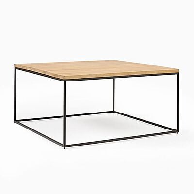 LINEA METAL AND SOLID WOOD SQUARE COFFEE TABLE