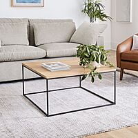 LINEA METAL AND SOLID WOOD SQUARE COFFEE TABLE