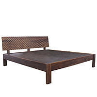 Checkered Solid Sheesham Wood Bed In Light Wallnut - King Size